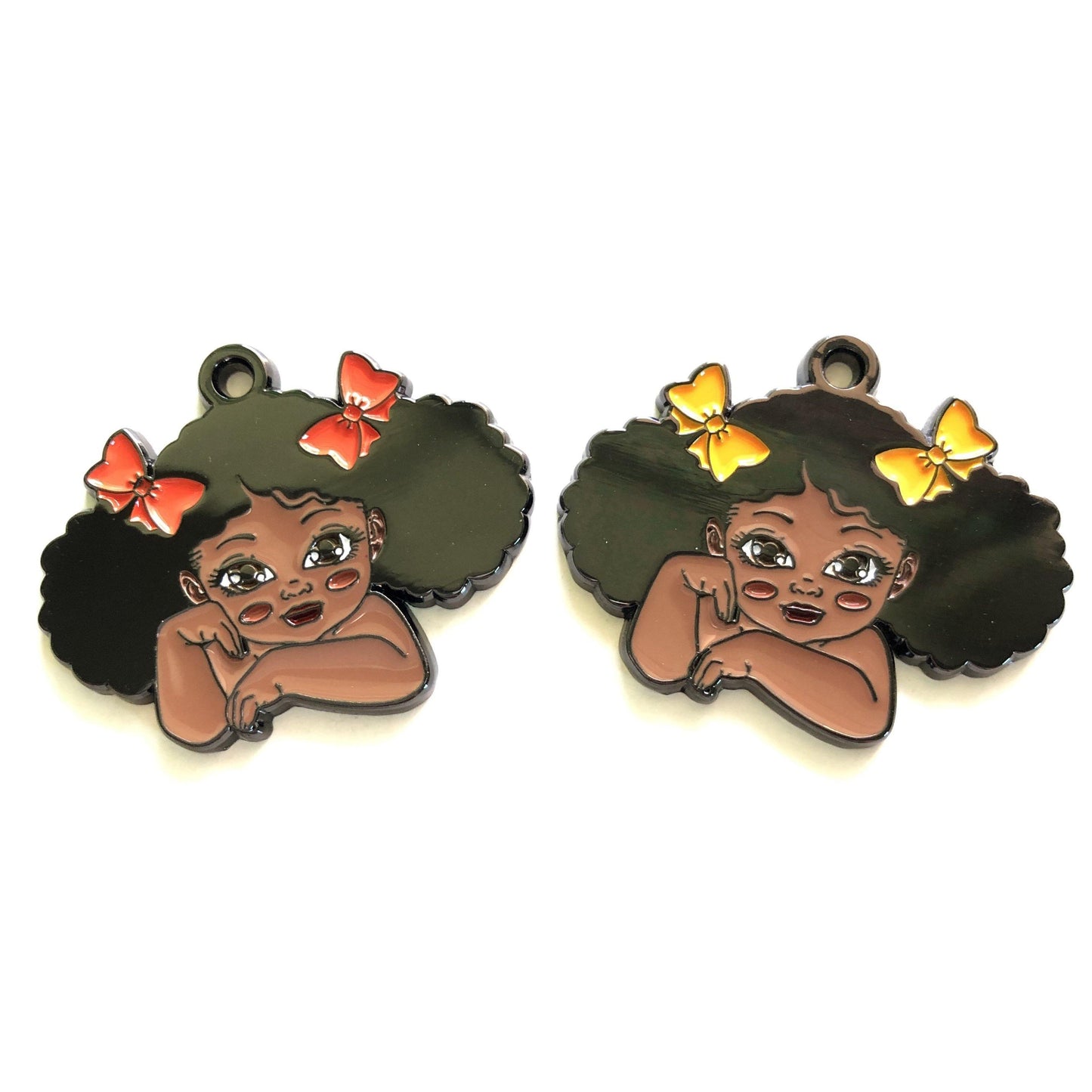 10pcs/lot Cute Little Black Girl Charm Mix Colors Enamel Afro Charms On Sale Charms Beads Beyond