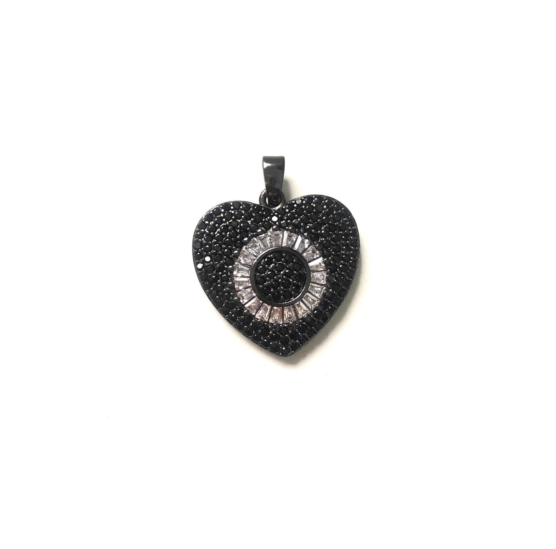 5pcs/lot 24.5*20mm CZ Paved Heart Charms Black on Black CZ Paved Charms Hearts Charms Beads Beyond