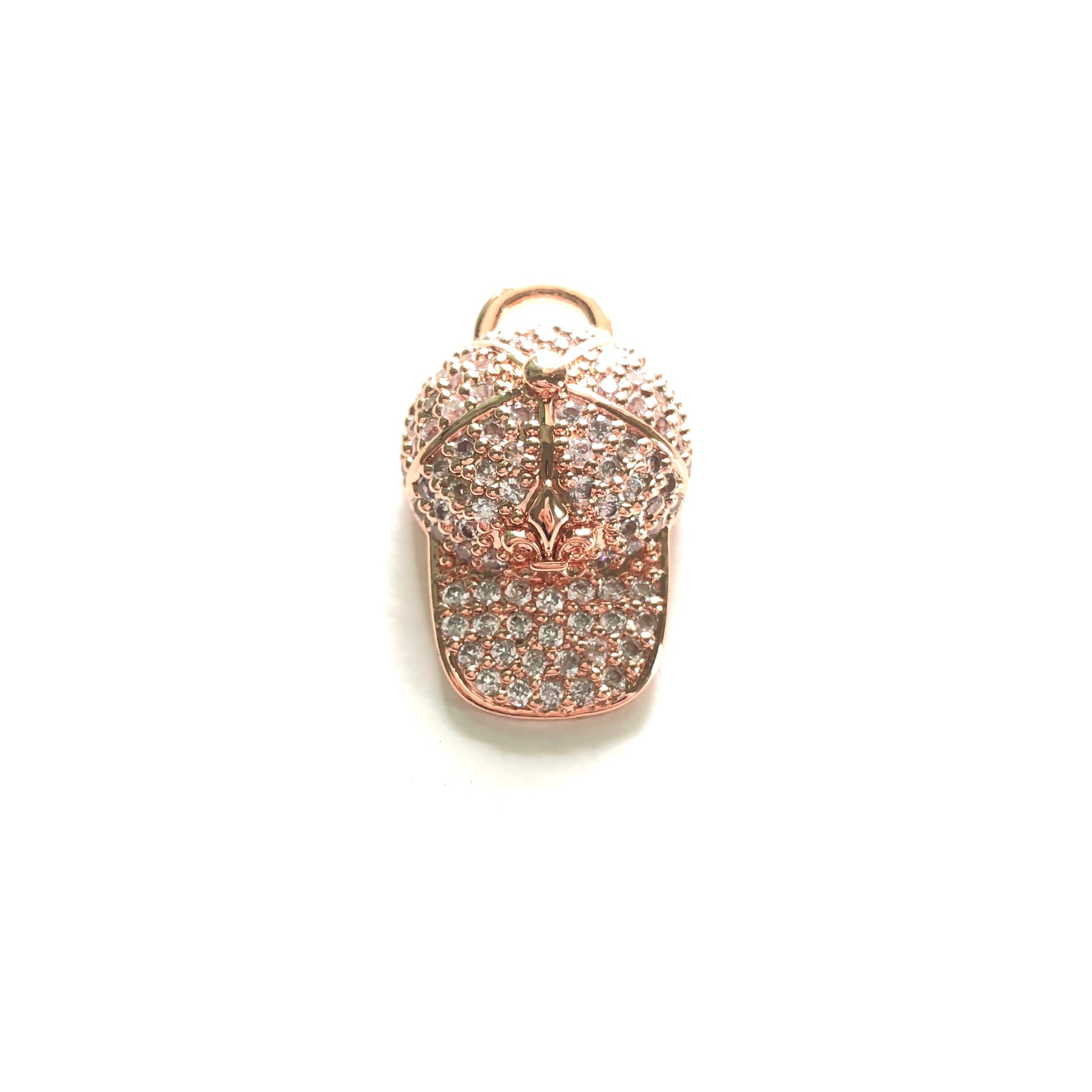 10pcs/lot 25*16mm CZ Pave Fleur De Lis BaseBall Cap Saints Charms Rose Gold CZ Paved Charms Fashion Louisiana Inspired On Sale Charms Beads Beyond