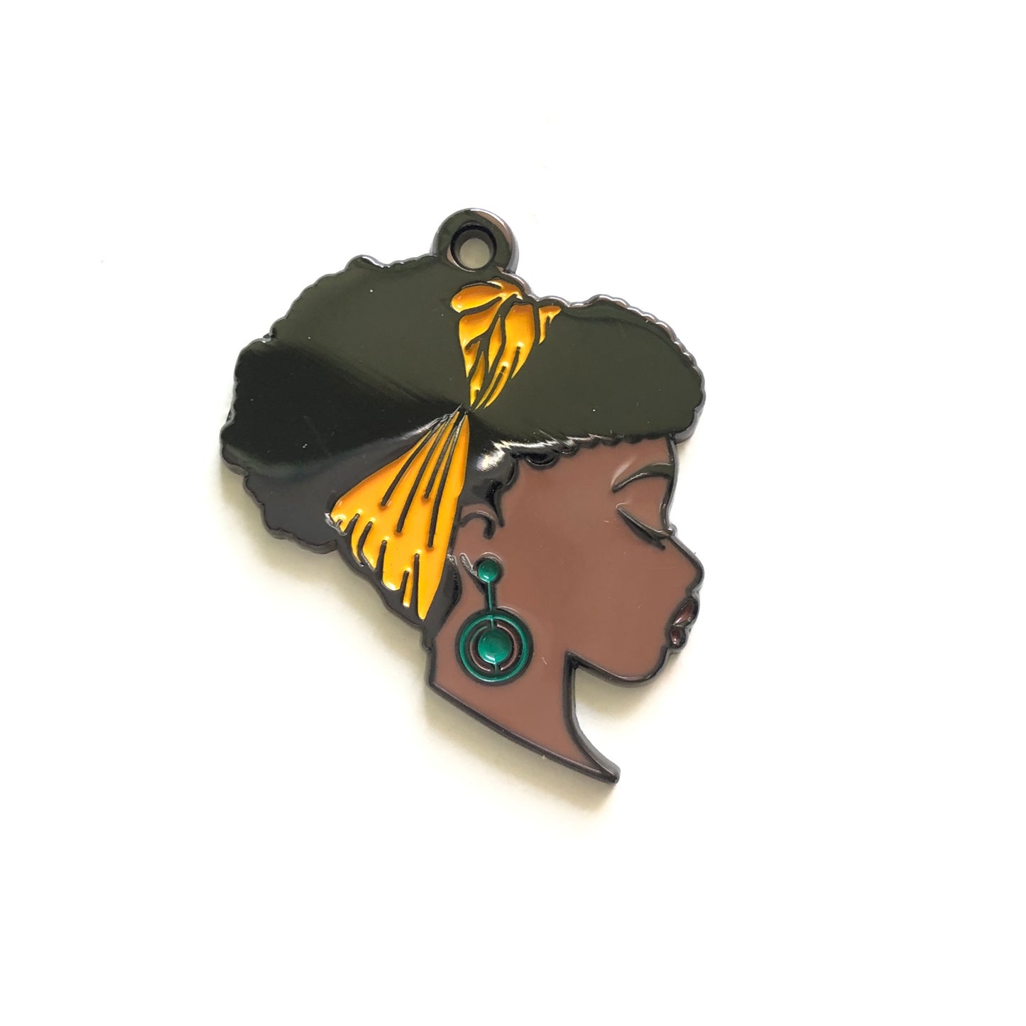 10pcs/lot Afro Black Girl Charms Yellow Enamel Afro Charms On Sale Charms Beads Beyond