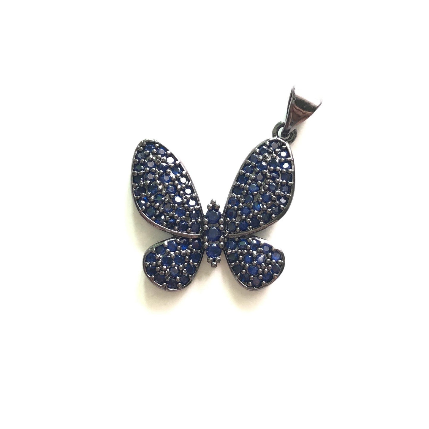 5pcs/lot 20*20mm Multicolor CZ Paved Butterfly Charms Blue on Black CZ Paved Charms Butterflies Colorful Zirconia Charms Beads Beyond