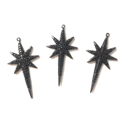 10pcs/lot 37.8*19.6mm CZ Paved Star Charms Black on Black CZ Paved Charms On Sale Sun Moon Stars Charms Beads Beyond