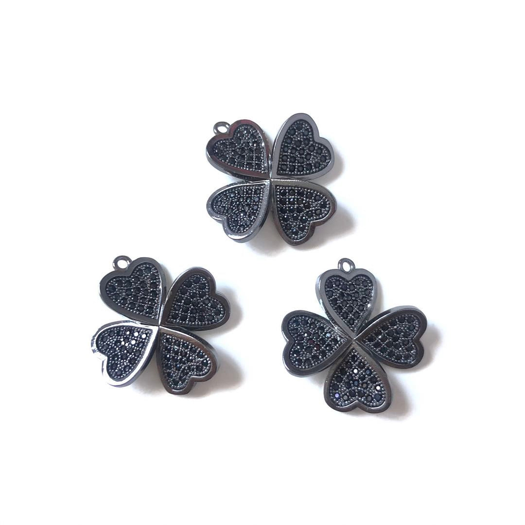 10pcs/lot 18mm CZ Paved Flower Charms Black on Black CZ Paved Charms Flowers Charms Beads Beyond