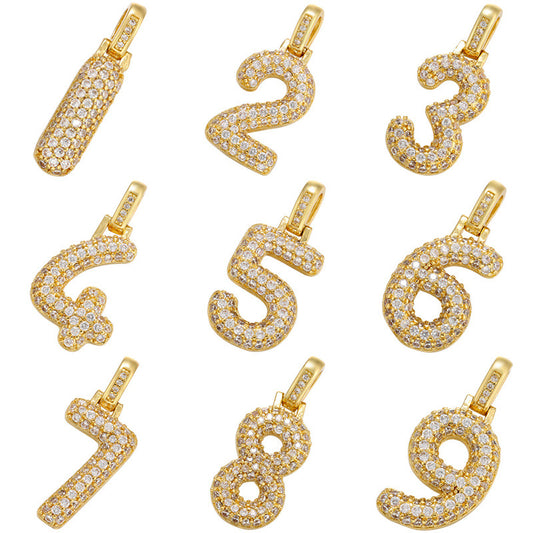 10pcs/lot 29.5*12mm CZ Paved Number Charms- Gold & Silver 10 Gold Numbers CZ Paved Charms Initials & Numbers Charms Beads Beyond