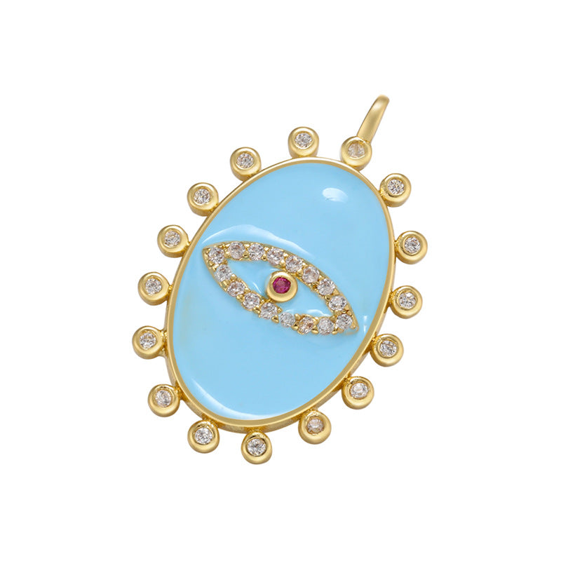 10pcs/lot 26.5*17.5mm Colorful Enamel Evil Eye Charm for Jewelry Making Light blue Enamel Charms Charms Beads Beyond