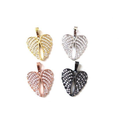 10pcs/lot 24.3*18.4mm CZ Paved Angel Wing Charms CZ Paved Charms On Sale Wings Charms Beads Beyond