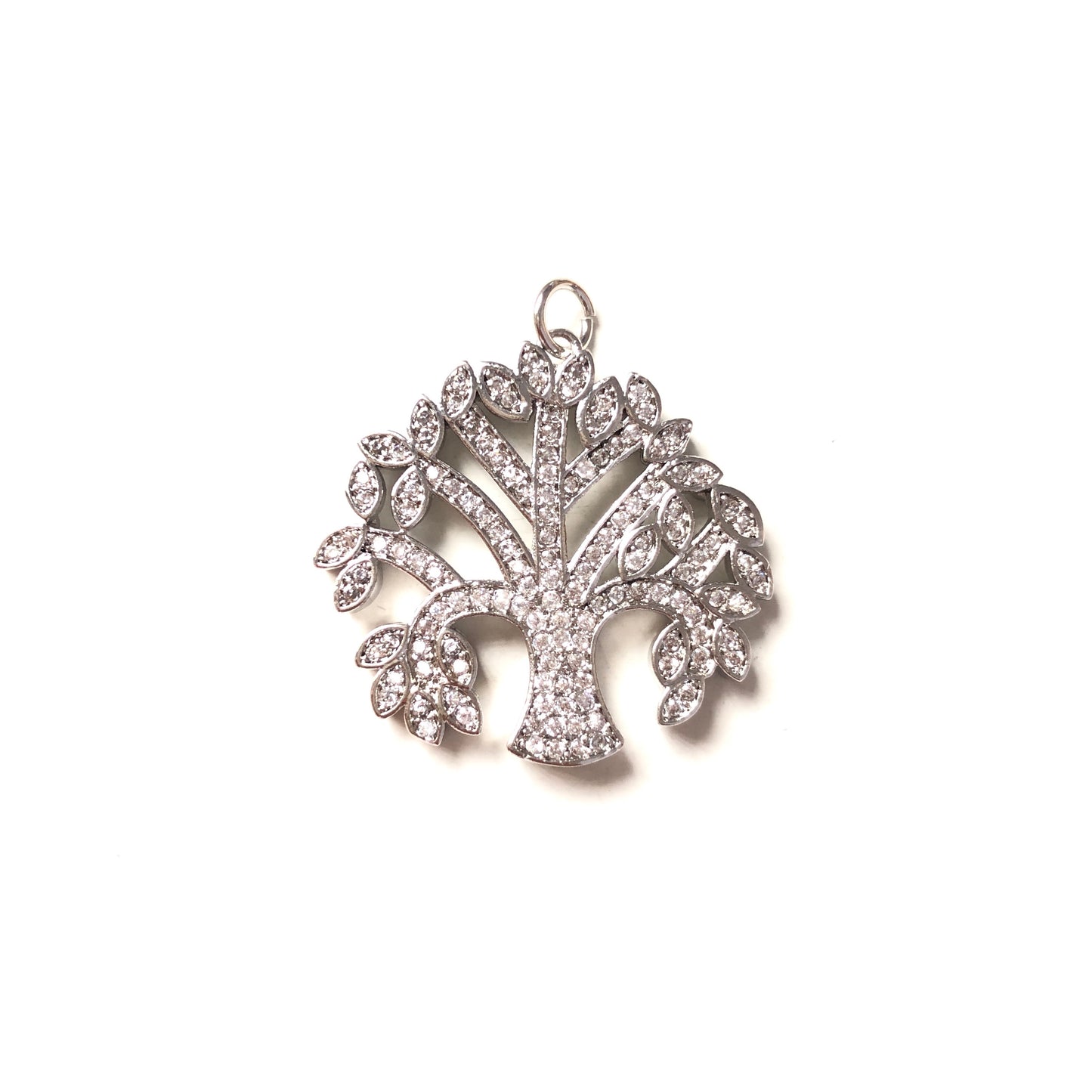 10pcs/lot 23*23mm CZ Paved Tree of Life Charms Silver CZ Paved Charms Charms Beads Beyond