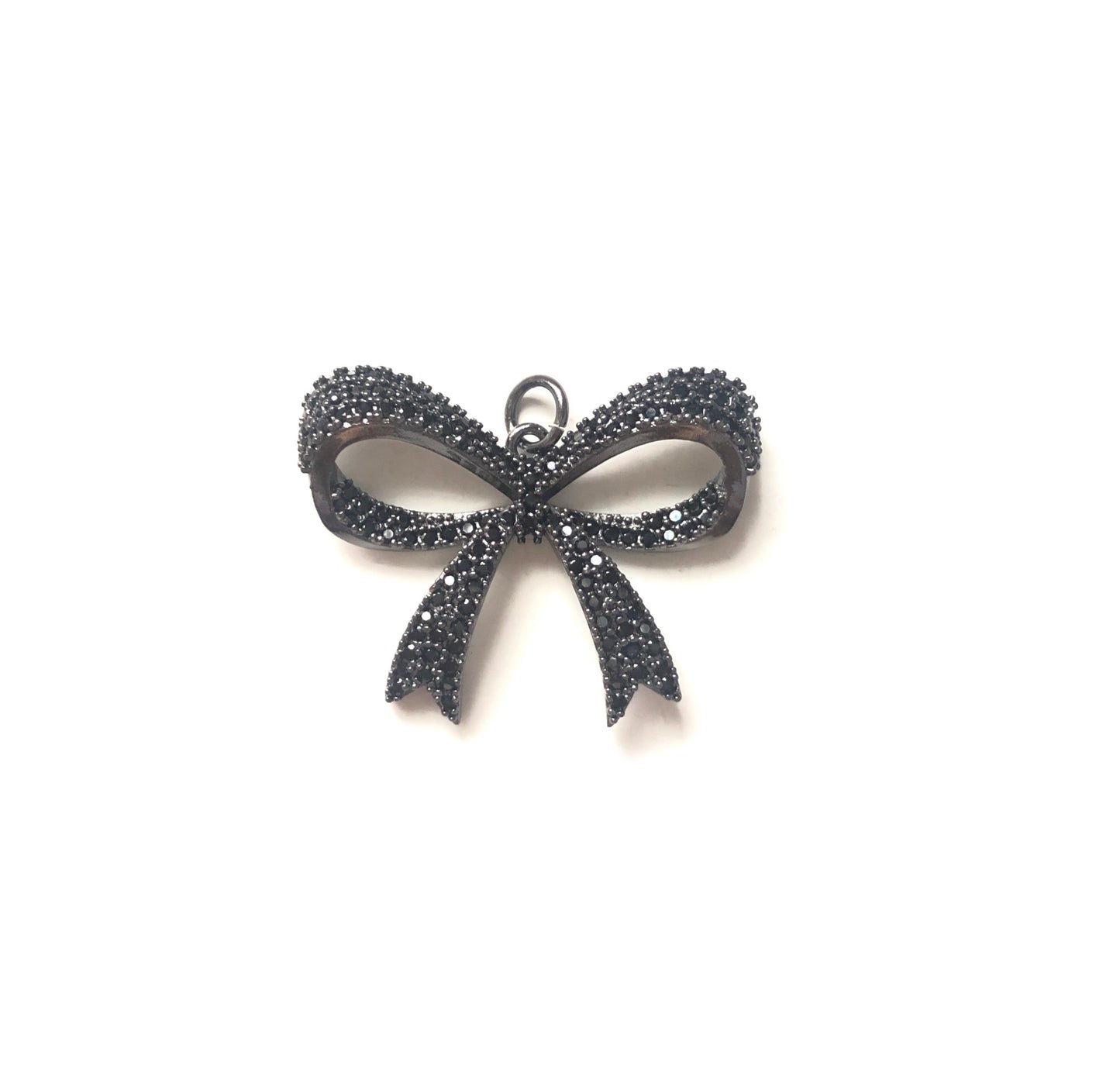 10pcs/lot 28*22mm CZ Paved Bow Tie Charms Black on Black CZ Paved Charms Bow Ties Charms Beads Beyond