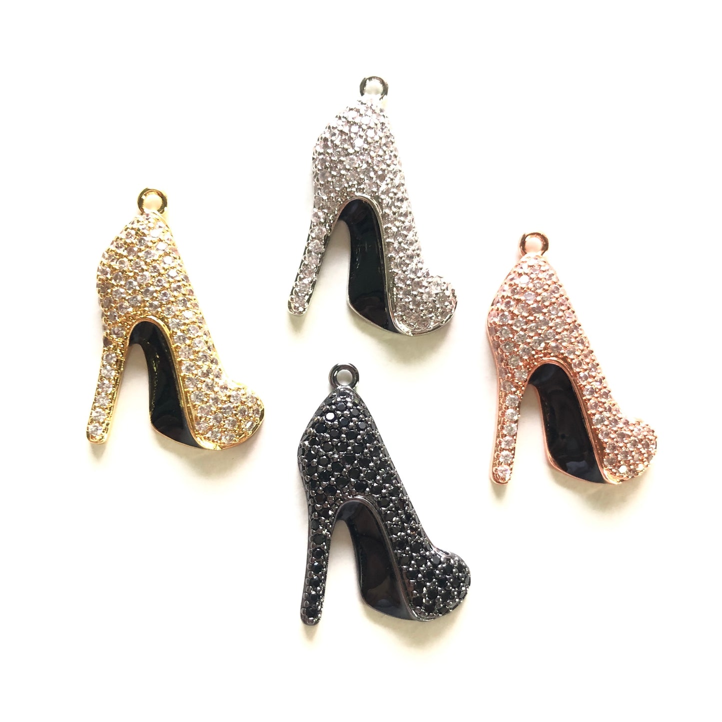 10pcs/lot 30.3*22.5mm CZ Paved Black Bottom High Heel Shoe Charms CZ Paved Charms High Heels Charms Beads Beyond