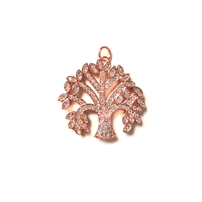 10pcs/lot 23*23mm CZ Paved Tree of Life Charms Rose Gold CZ Paved Charms Charms Beads Beyond