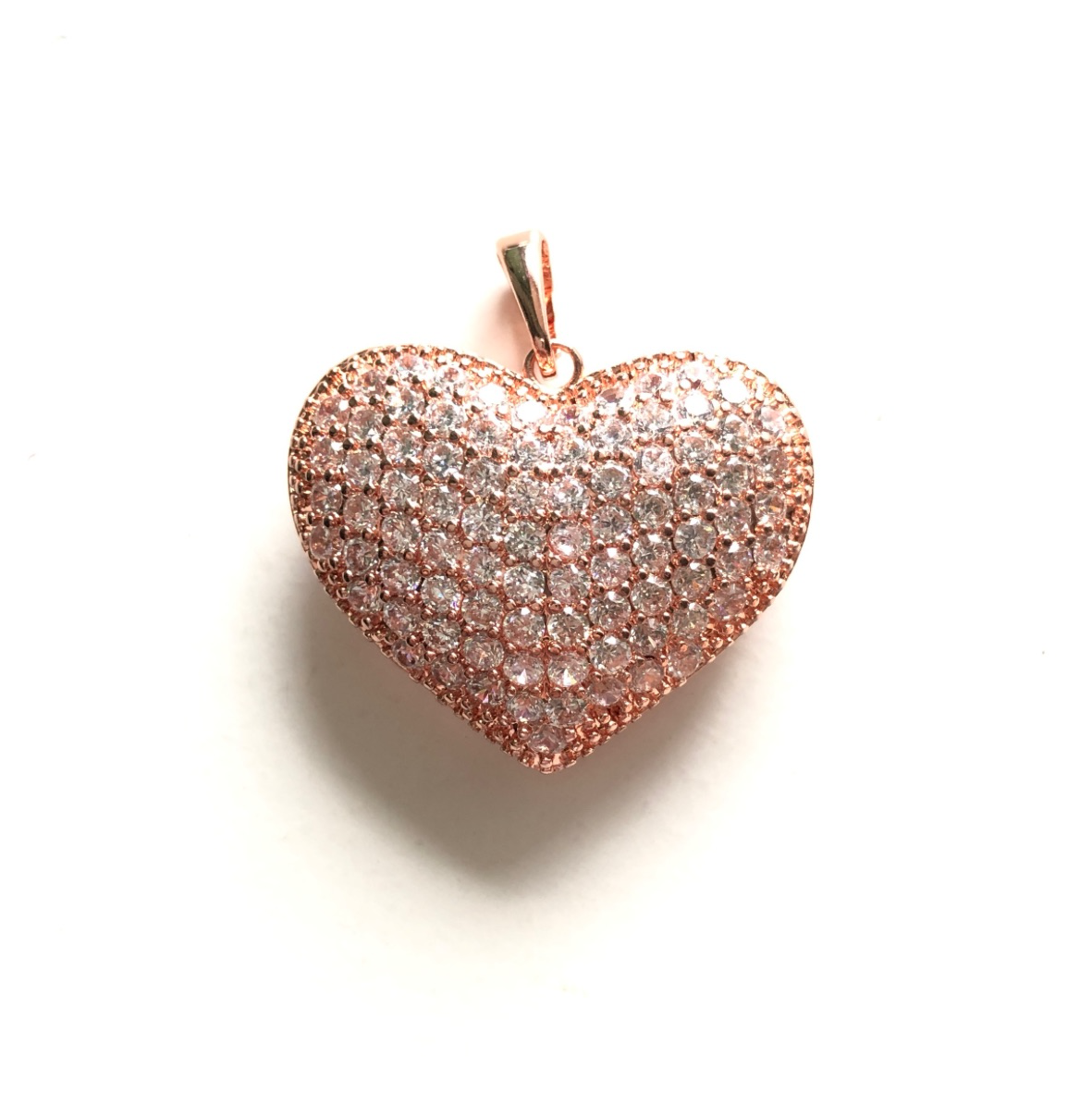 5-10pcs/lot 26.6*22mm Large Size CZ Paved 3D Heart Charms Rose Gold CZ Paved Charms Hearts Charms Beads Beyond