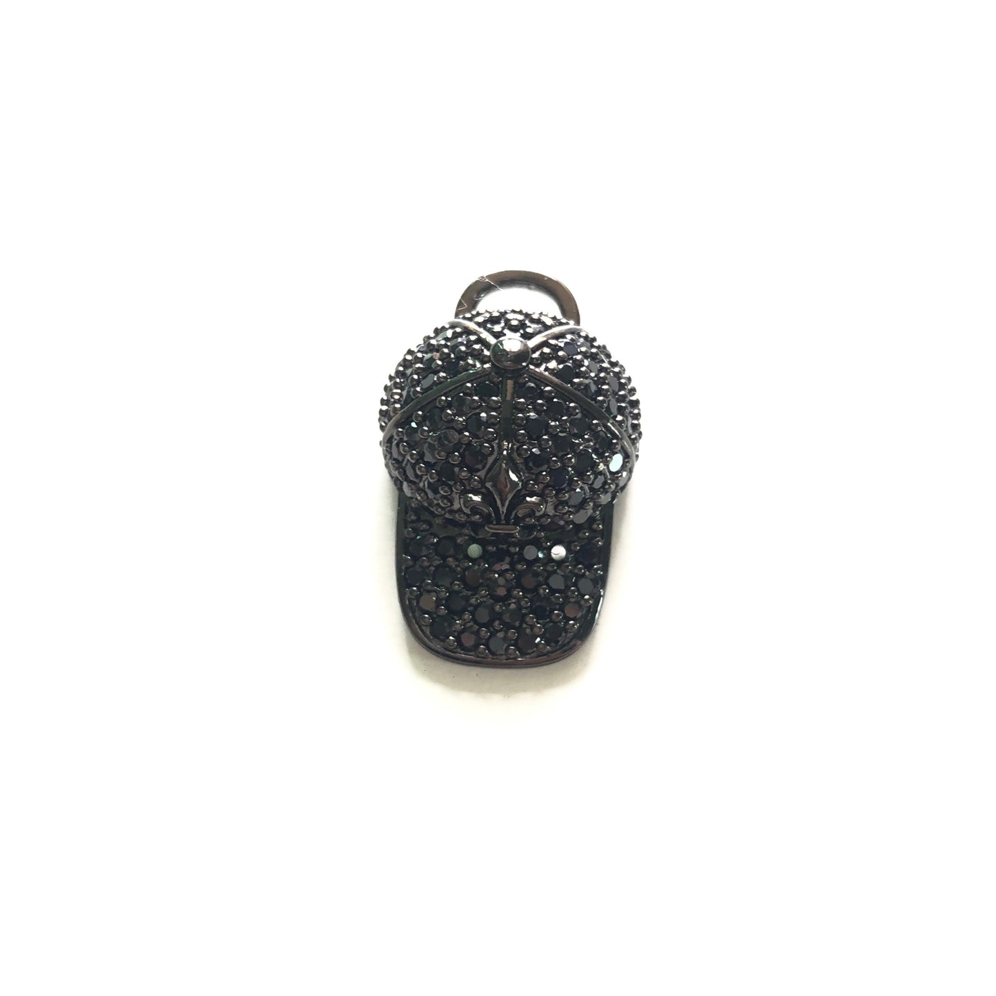 10pcs/lot 25*16mm CZ Pave Fleur De Lis BaseBall Cap Saints Charms Black on Black CZ Paved Charms Fashion Louisiana Inspired On Sale Charms Beads Beyond