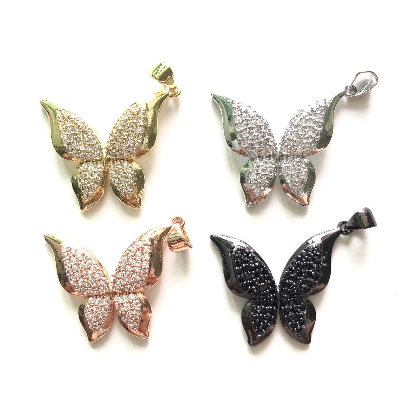 10pcs/lot 27*23mm CZ Paved Butterfly Charms CZ Paved Charms Butterflies Charms Beads Beyond