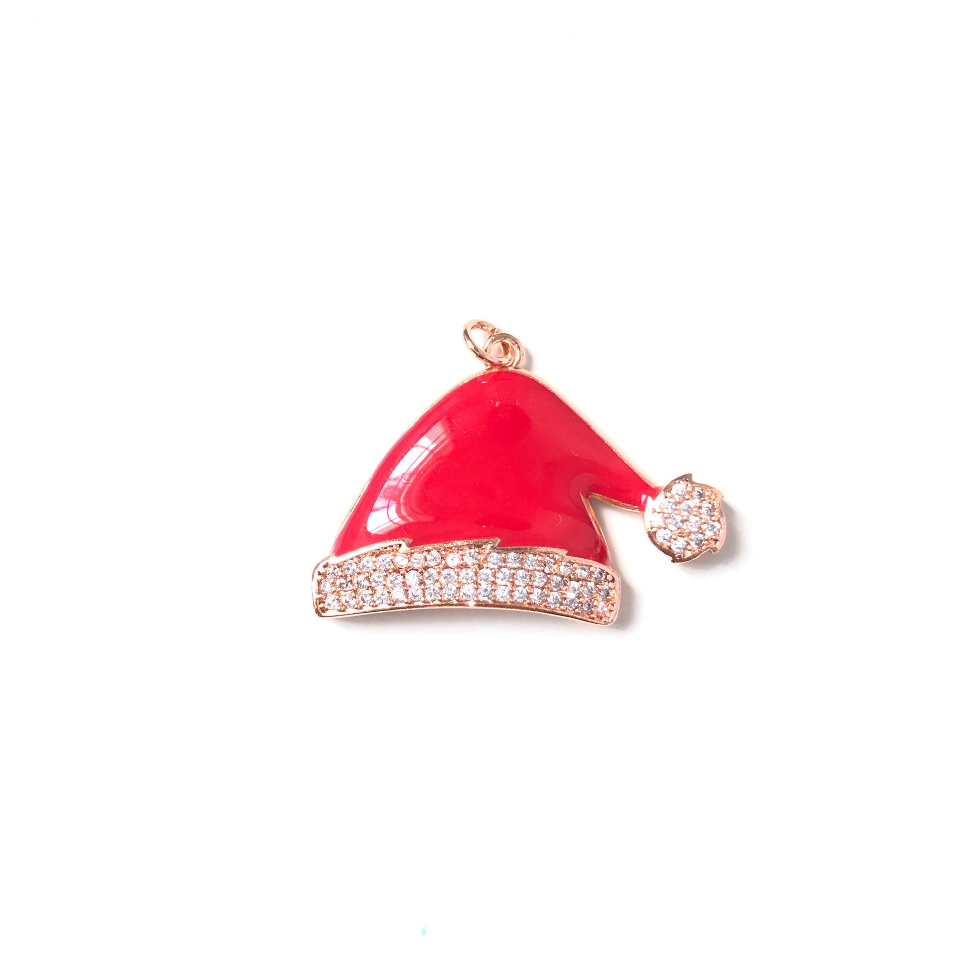 10pcs/lot 34*22mm CZ Paved Santa Hat Charm for Christmas Rose Gold CZ Paved Charms Christmas Charms Beads Beyond