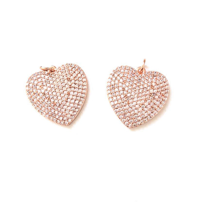 10pcs/lot 21.5*22.5mm CZ Paved Heart Charms Rose Gold CZ Paved Charms Hearts On Sale Charms Beads Beyond