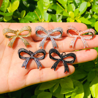 10pcs/lot 28*22mm CZ Paved Bow Tie Charms Mix Color CZ Paved Charms Bow Ties Charms Beads Beyond