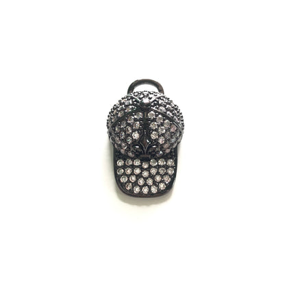 10pcs/lot 25*16mm CZ Pave Fleur De Lis BaseBall Cap Saints Charms Black CZ Paved Charms Fashion Louisiana Inspired On Sale Charms Beads Beyond
