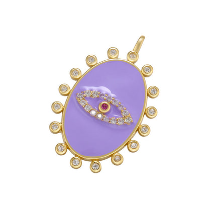 10pcs/lot 26.5*17.5mm Colorful Enamel Evil Eye Charm for Jewelry Making Purple Enamel Charms Charms Beads Beyond