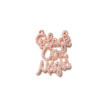 10pcs/lot 36*28mm CZ Paved Black Girl Magic Charms Rose Gold CZ Paved Charms Words & Quotes Charms Beads Beyond