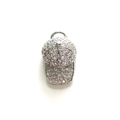 10pcs/lot 25*16mm CZ Pave Fleur De Lis BaseBall Cap Saints Charms Silver CZ Paved Charms Fashion Louisiana Inspired On Sale Charms Beads Beyond