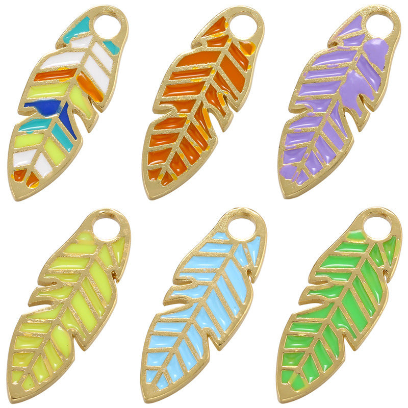 10pcs/lot 23.5*9mm Gold Plated Colorful Enamel Leaf Charm Mix Colors Enamel Charms Charms Beads Beyond