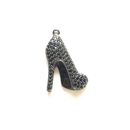 10pcs/lot 30.3*22.5mm CZ Paved Black Bottom High Heel Shoe Charms Black CZ Paved Charms High Heels Charms Beads Beyond