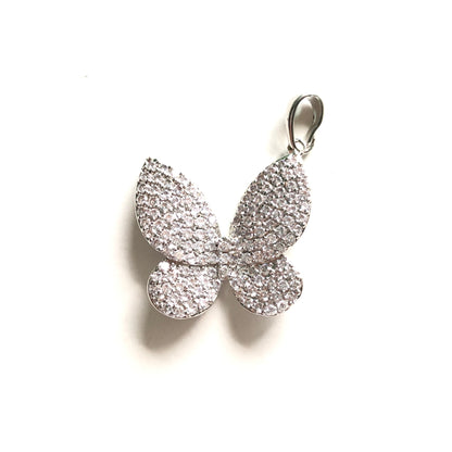 10pcs/lot 24*23.5mm CZ Paved Butterfly Charms Silver CZ Paved Charms Butterflies Charms Beads Beyond