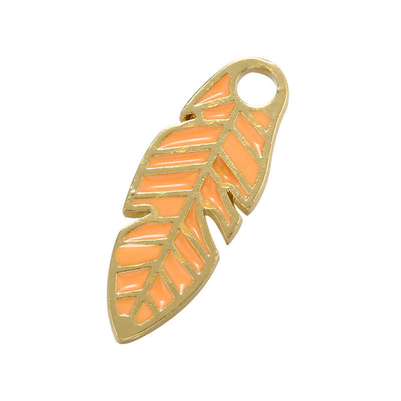 10pcs/lot 23.5*9mm Gold Plated Colorful Enamel Leaf Charm Orange Enamel Charms Charms Beads Beyond