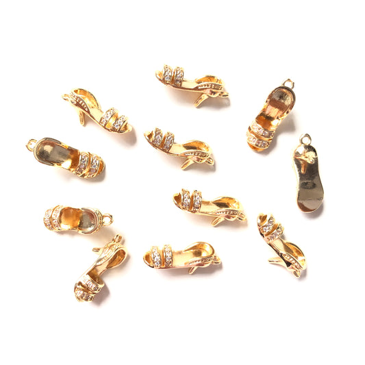 10pcs/lot 19*6.4mm CZ Paved High Heel Charms CZ Paved Charms High Heels Small Sizes Charms Beads Beyond