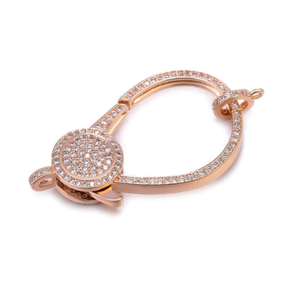 5-10pcs/lot 36*20mm CZ Paved Lobster Clasp Rose Gold Accessories Charms Beads Beyond