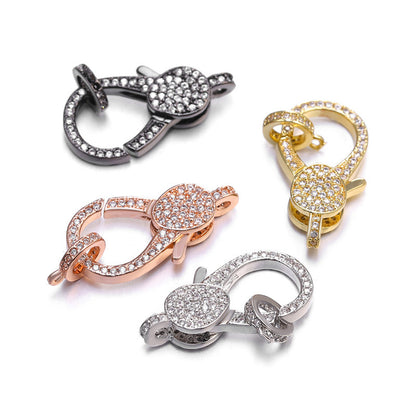 5-10pcs/lot 32*18mm CZ Paved Lobster Clasp Mix Colors Accessories Charms Beads Beyond