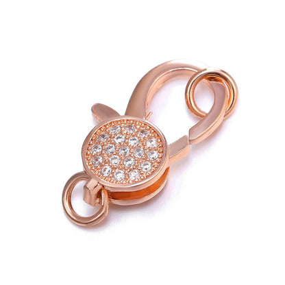 5-10pcs/lot 27*12.5mm CZ Paved Lobster Clasp Rose Gold Accessories Charms Beads Beyond