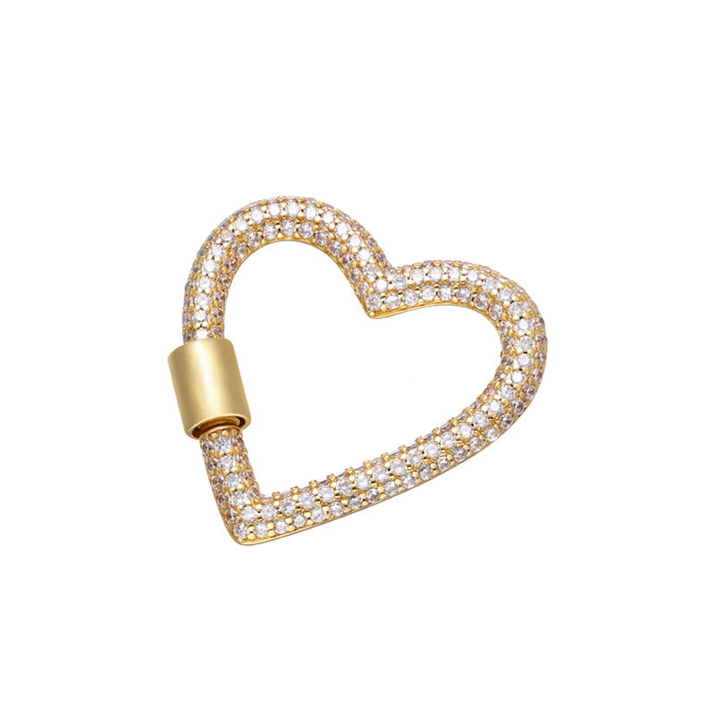 10pcs/lot 33*34mm CZ Paved Heart Screw Clasp / Connectors / Pendants Accessories Colorful Zirconia Charms Beads Beyond
