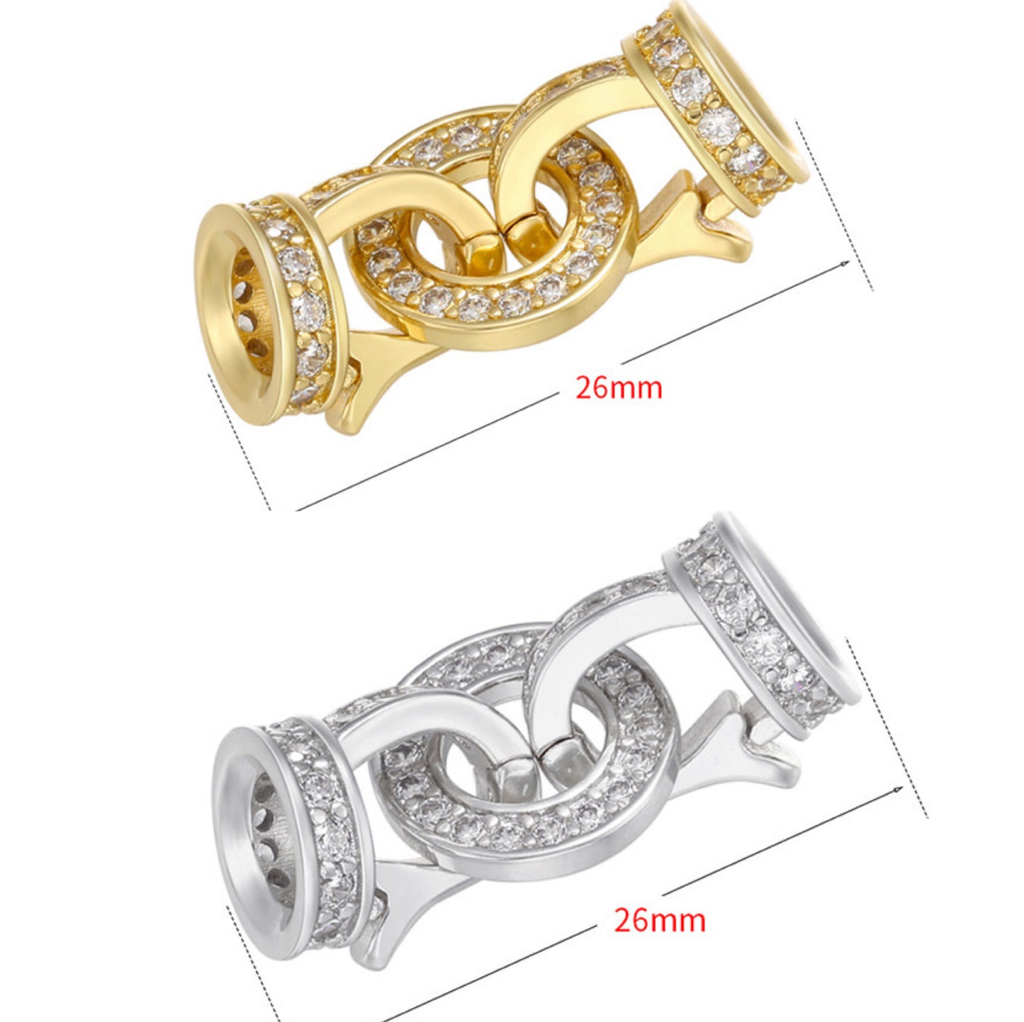 5pcs/lot CZ Paved Circle Clasps for Bracelets & Necklace Making Mix Colors 12.5*26mm Accessories Charms Beads Beyond