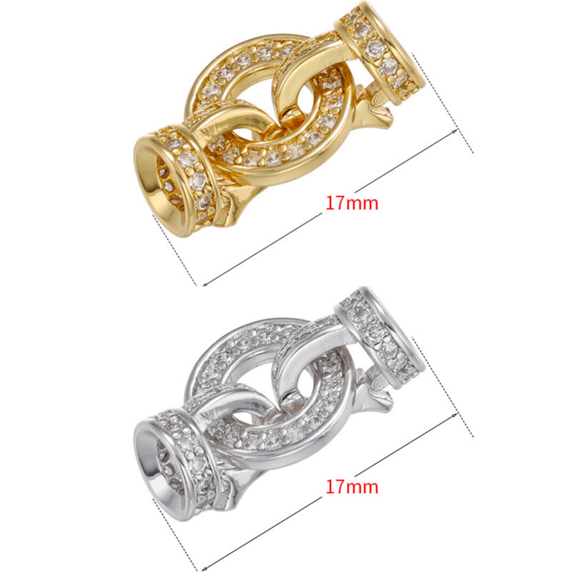 5pcs/lot CZ Paved Circle Clasps for Bracelets & Necklace Making Mix Colors 9.5*17mm Accessories Charms Beads Beyond