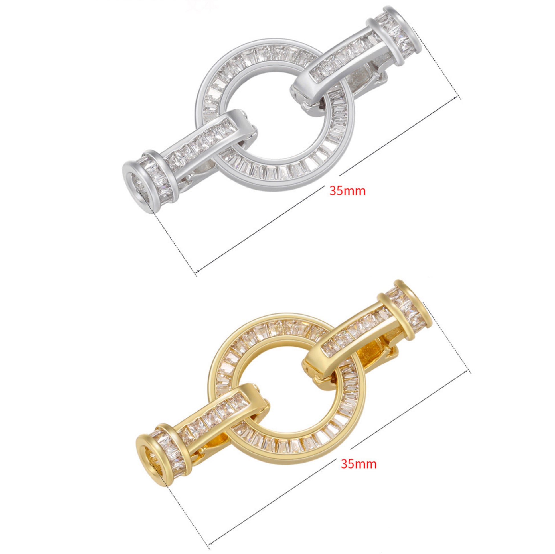 5pcs/lot CZ Paved Circle Clasps for Bracelets & Necklace Making Mix Colors 17*35mm Accessories Charms Beads Beyond