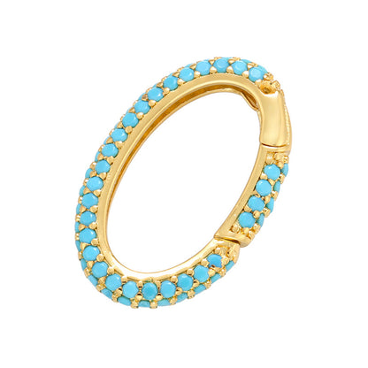 10pcs/lot 30*19mm Multicolor CZ Paved Oval Clasps for Bracelets & Necklaces Making Turquoise on Gold Accessories Colorful Zirconia Charms Beads Beyond