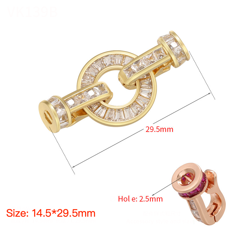 5pcs/lot CZ Paved Circle Clasps for Bracelets & Necklace Making Gold 14.5*29.5mm Accessories Charms Beads Beyond