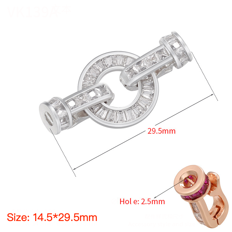 5pcs/lot CZ Paved Circle Clasps for Bracelets & Necklace Making Silver 14.5*29.5mm Accessories Charms Beads Beyond