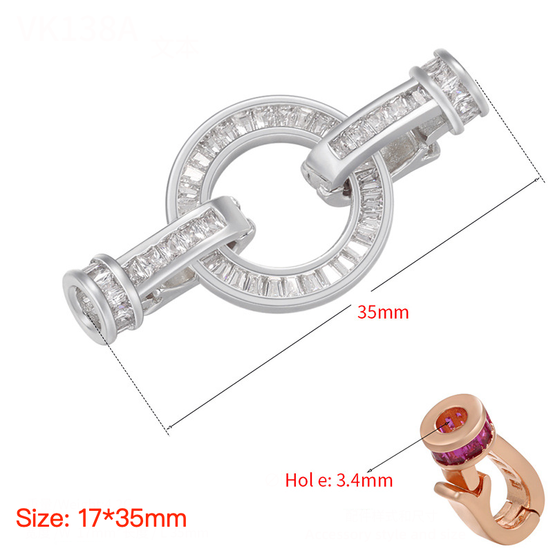 5pcs/lot CZ Paved Circle Clasps for Bracelets & Necklace Making Silver 17*35mm Accessories Charms Beads Beyond