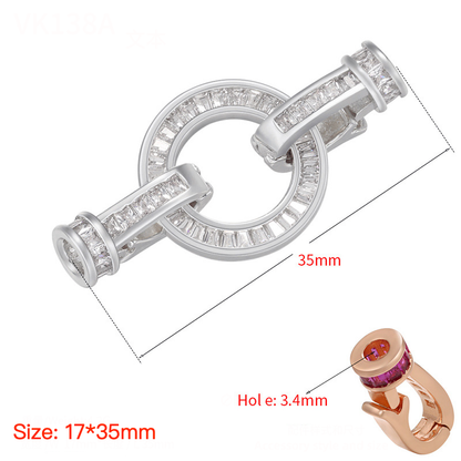 5pcs/lot CZ Paved Circle Clasps for Bracelets & Necklace Making Silver 17*35mm Accessories Charms Beads Beyond