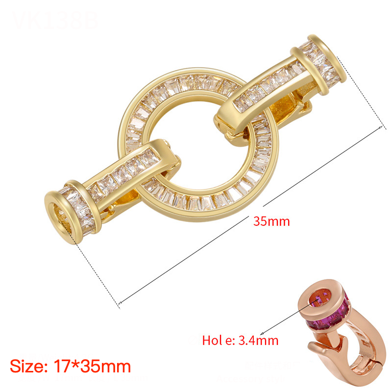 5pcs/lot CZ Paved Circle Clasps for Bracelets & Necklace Making Gold 17*35mm Accessories Charms Beads Beyond