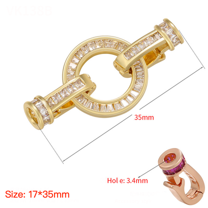 5pcs/lot CZ Paved Circle Clasps for Bracelets & Necklace Making Gold 17*35mm Accessories Charms Beads Beyond