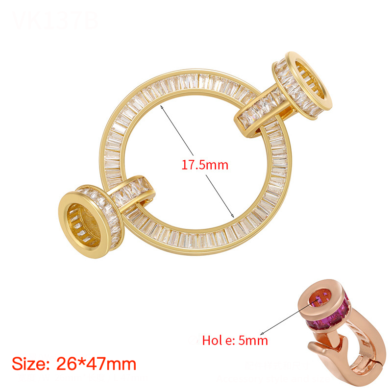 5pcs/lot CZ Paved Circle Clasps for Bracelets & Necklace Making Gold 26*47mm Accessories Charms Beads Beyond