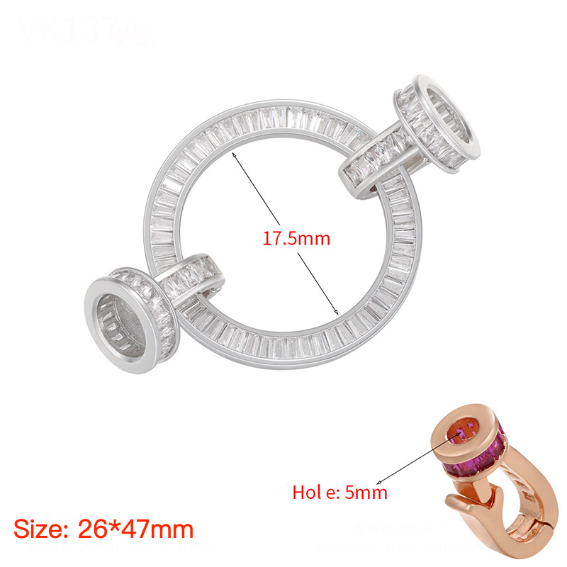 5pcs/lot CZ Paved Circle Clasps for Bracelets & Necklace Making Silver 26*47mm Accessories Charms Beads Beyond