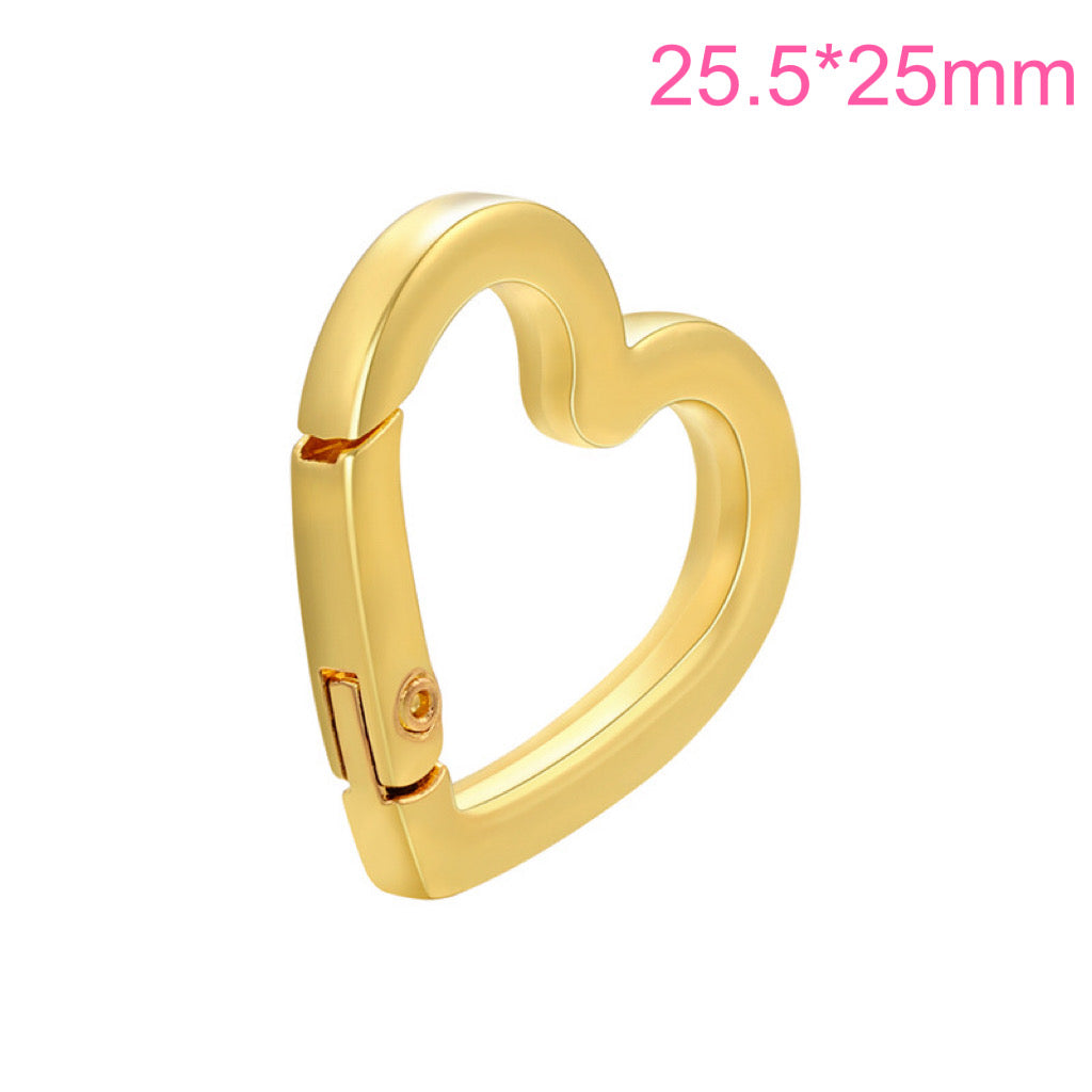 20pcs/lot 18 Gold Plated Circle, Heart, Ellipse Clasps for Bracelet & Necklace Making Big Heart-Gold Accessories Charms Beads Beyond