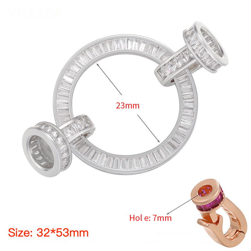 5pcs/lot CZ Paved Circle Clasps for Bracelets & Necklace Making Silver 32*53mm Accessories Charms Beads Beyond