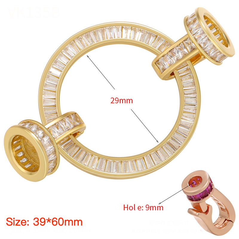 5pcs/lot CZ Paved Circle Clasps for Bracelets & Necklace Making Gold 39*60mm Accessories Charms Beads Beyond