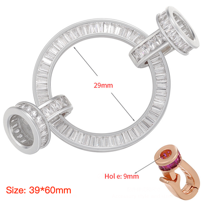 5pcs/lot CZ Paved Circle Clasps for Bracelets & Necklace Making Silver 39*60mm Accessories Charms Beads Beyond