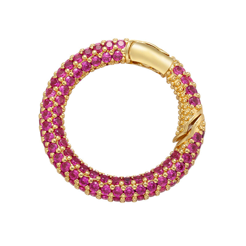 10pcs/lot 28.5mm Multicolor CZ Paved Circle Clasps for Bracelets & Necklaces Making Fuchsia on Gold Accessories Colorful Zirconia Charms Beads Beyond